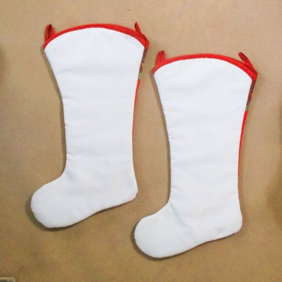 Set Of 2 Christmas Stockings 18" X 10" Teddy Bear & Toy Design Satin-Like Fabric - Picture 2 of 3